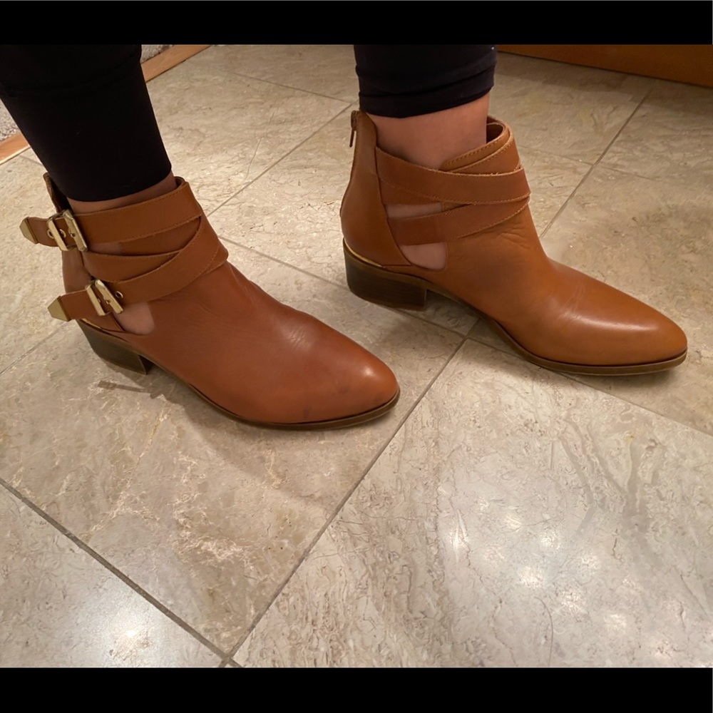 Seychelles Tan Booties with Buckle Detail